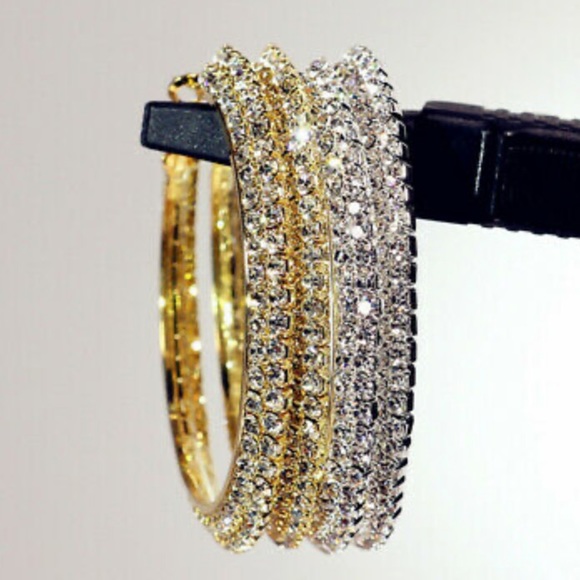 New 925 Sterling silver Hoop Diamond Earrings - Picture 4 of 5